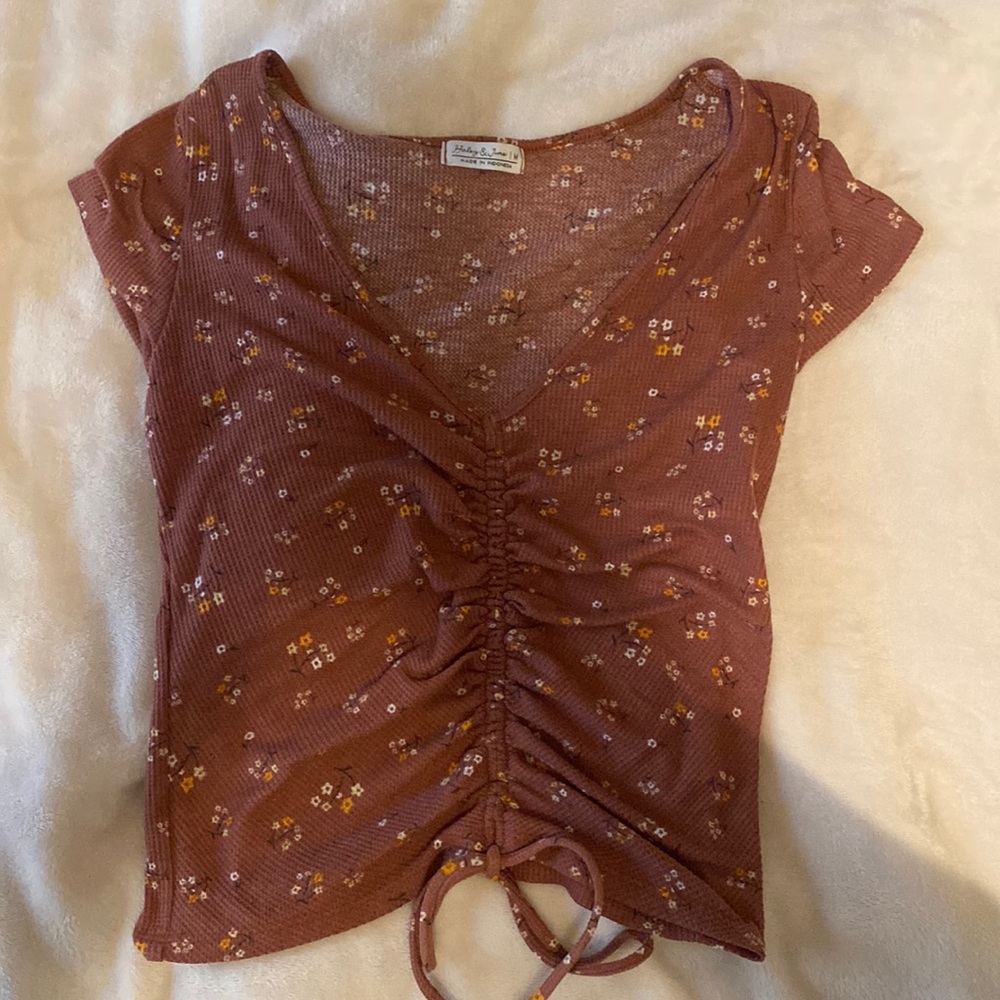 Medium Pink Floral Waffled Blouse